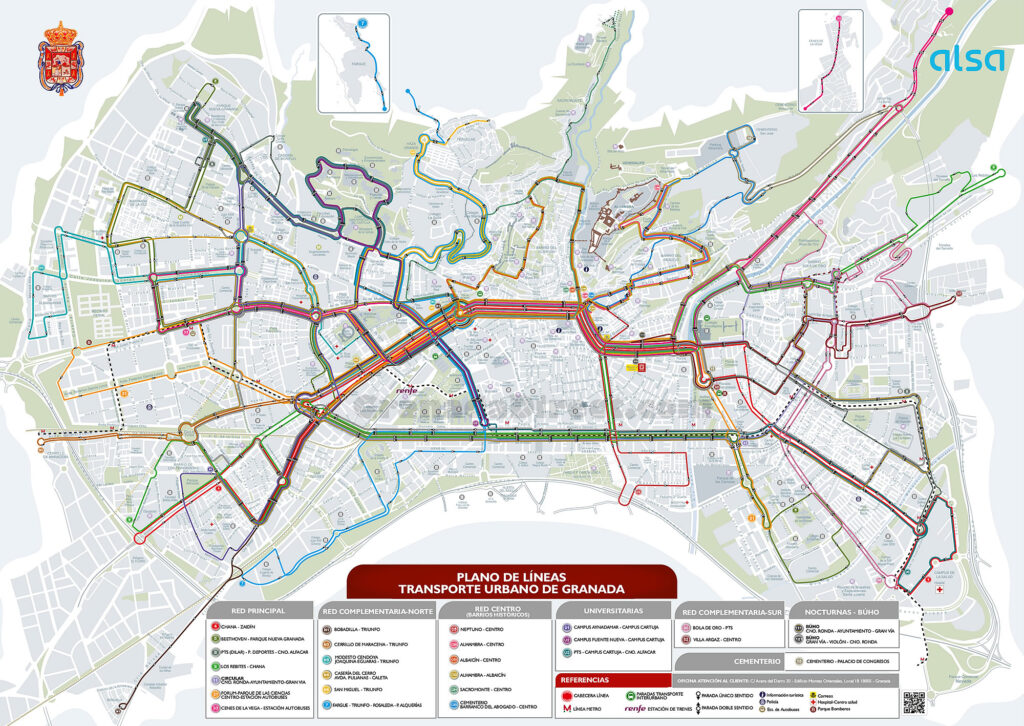 Mapa de Autobuses Urbanos de Granada