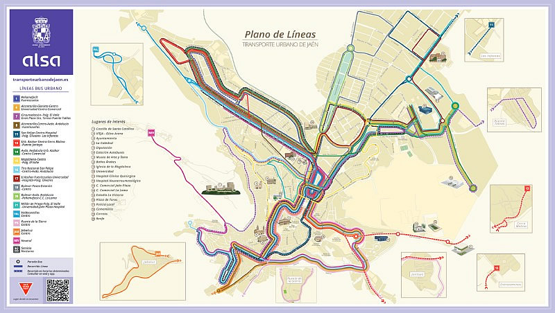 Mapa de los Autobuses Urbanos de Jaén